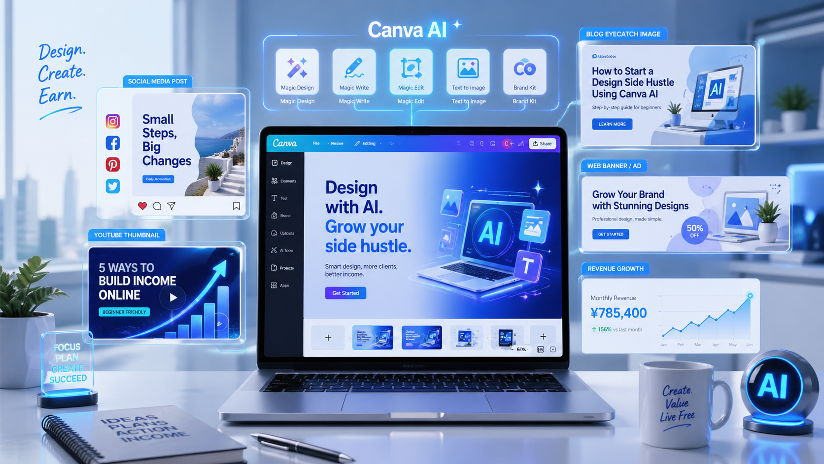 Canva AIを使ってデザイン副業を始めるイメージ画像