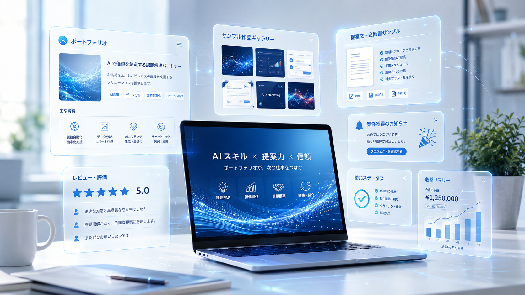 AI副業ポートフォリオを作って案件獲得につなげるイメージ画像