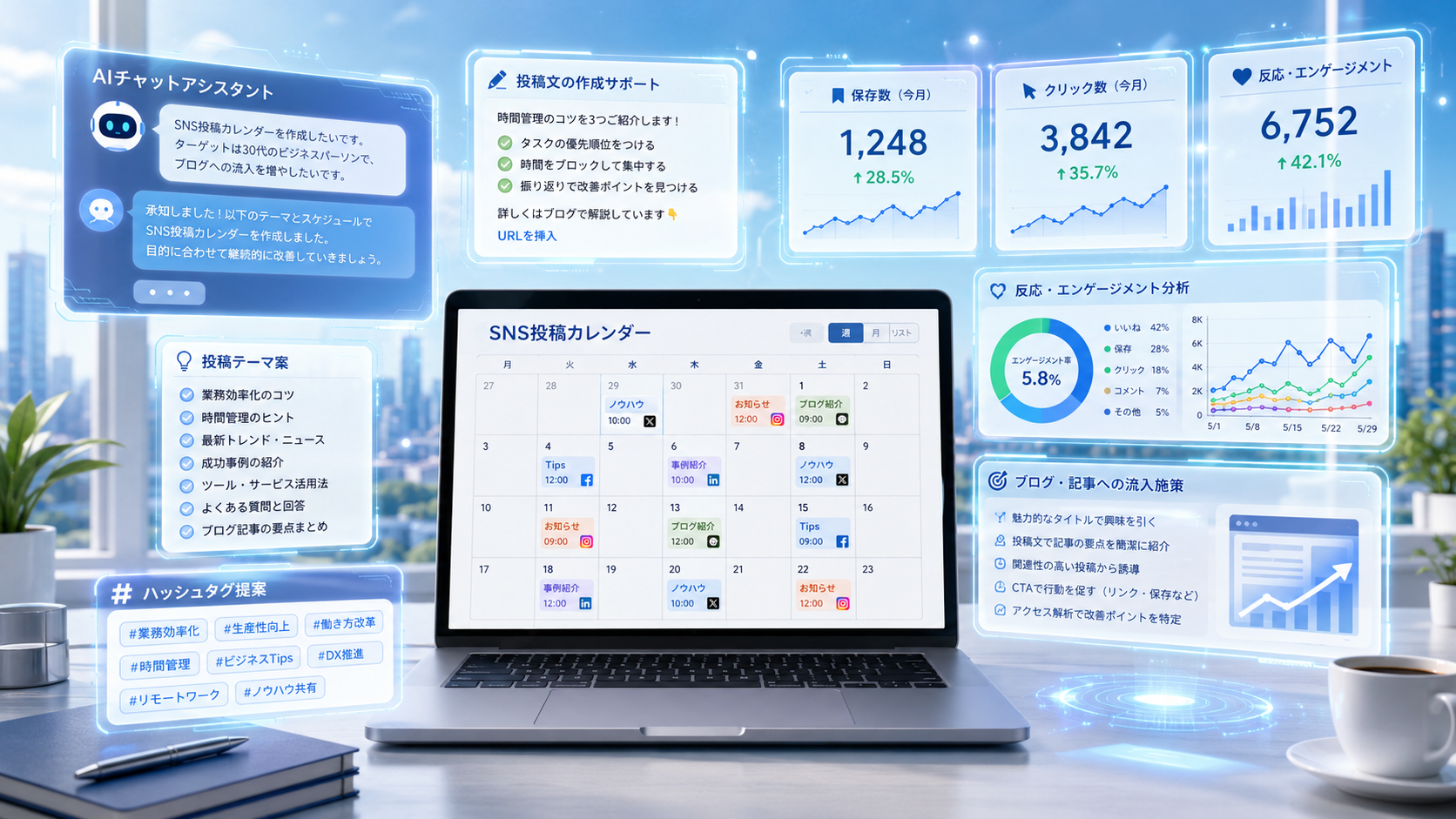 ChatGPTでSNS投稿カレンダーを作って発信を効率化するイメージ画像