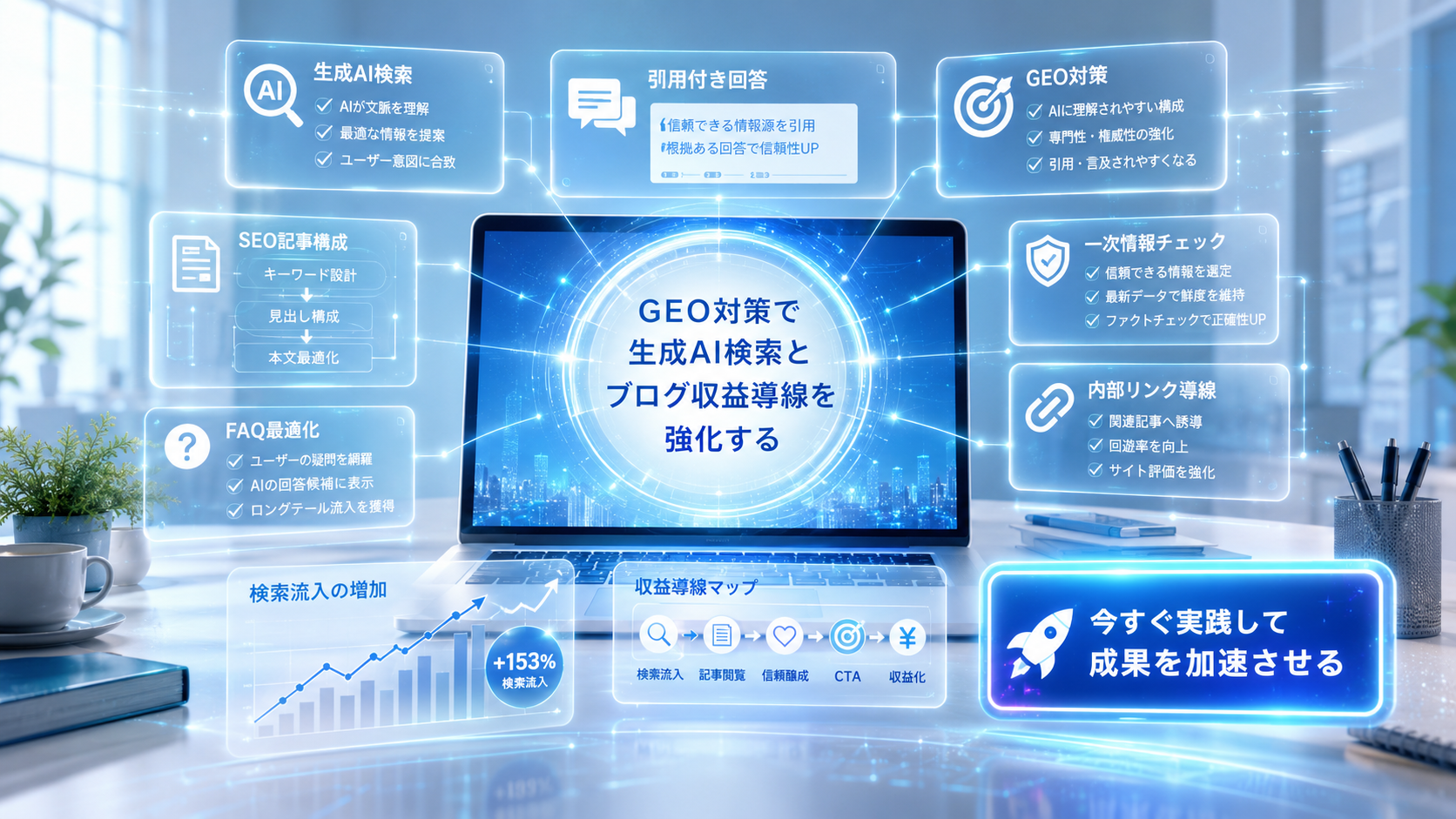 GEO対策で生成AI検索とブログ収益導線を強化する画像