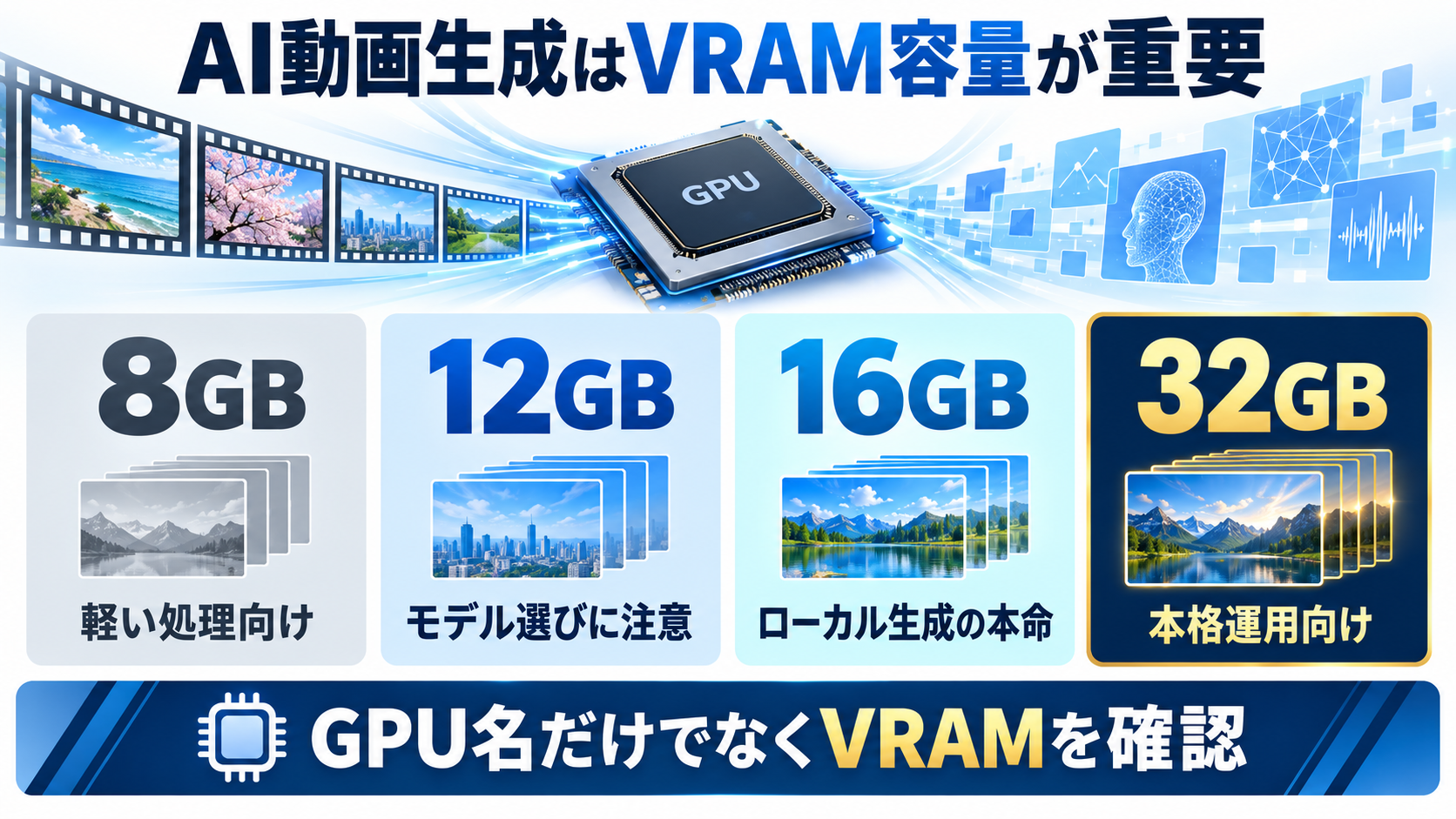 AI動画生成で重視するGPUとVRAM容量の目安