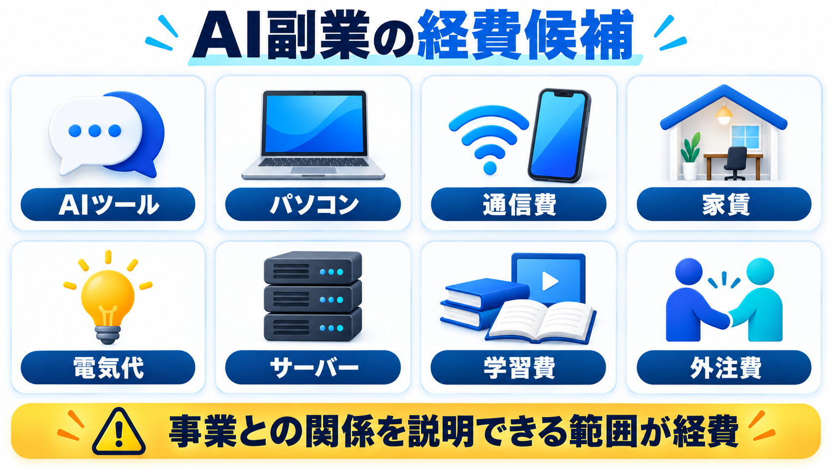 AI副業で経費になり得る支出と判断基準の一覧