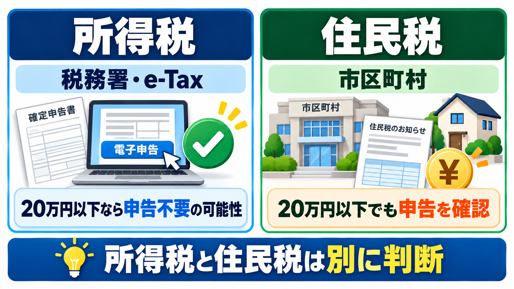 所得税の確定申告と住民税申告の違い