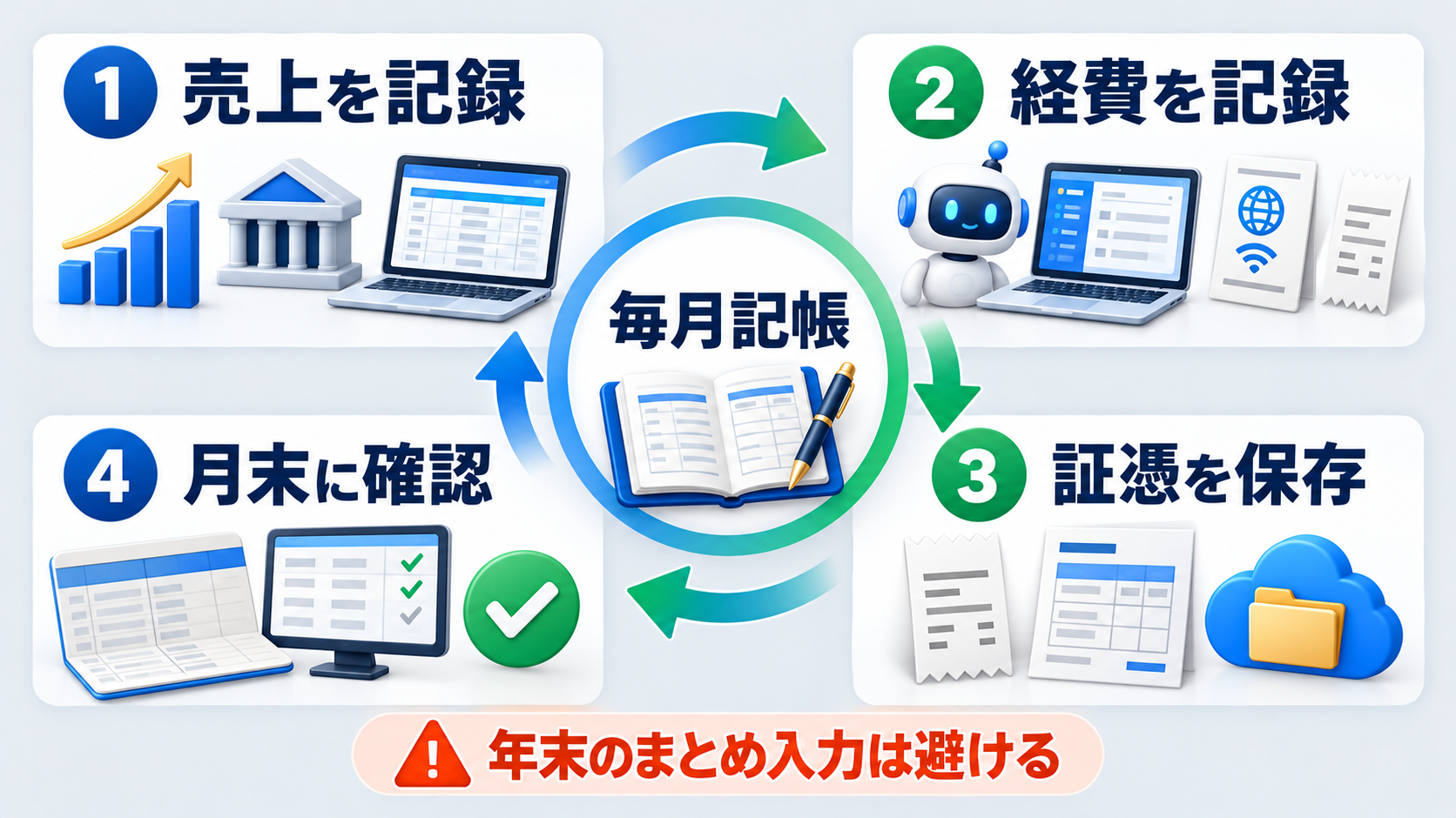 AI副業で優良な電子帳簿を維持する毎月の記帳サイクル