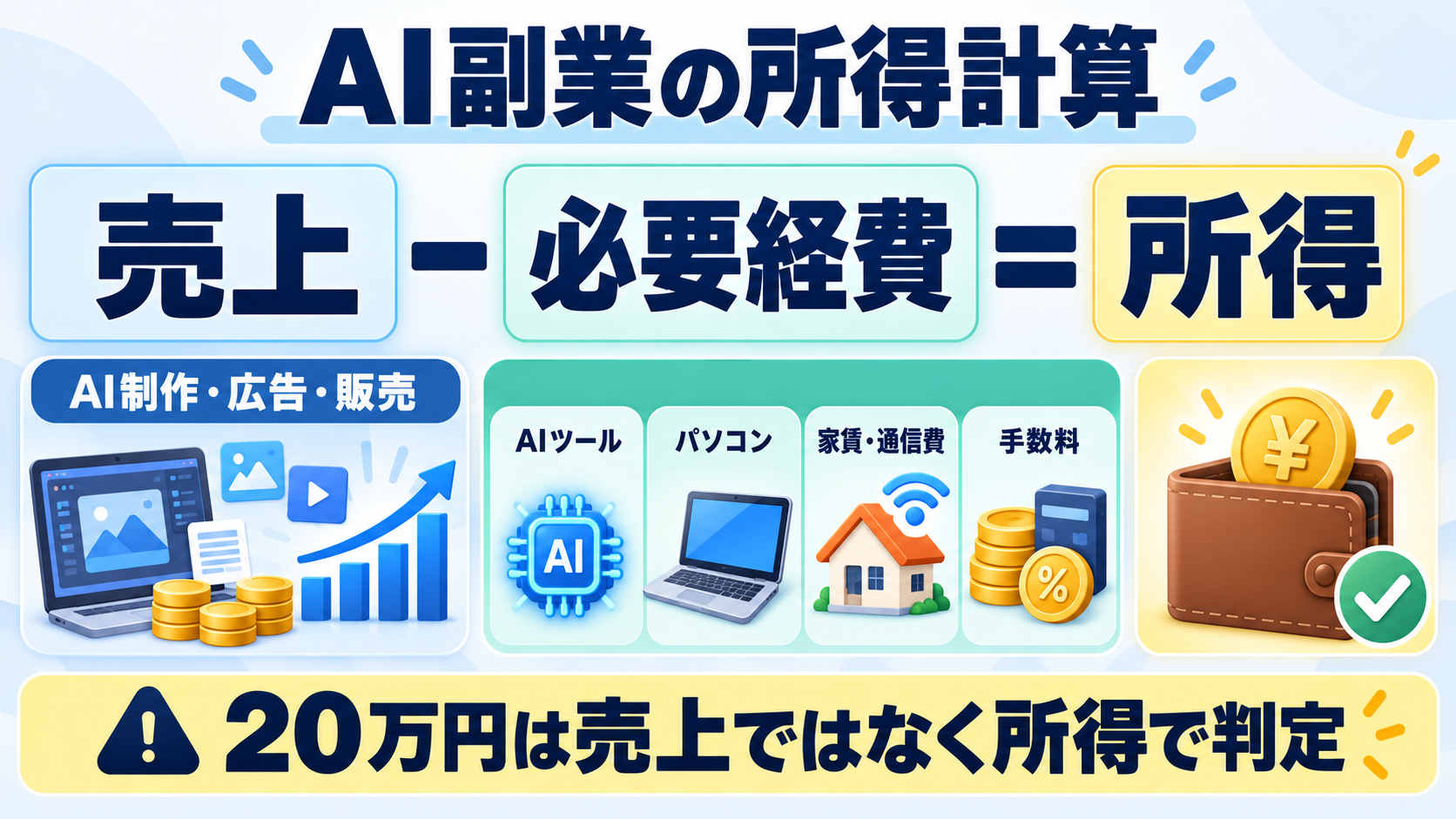 AI副業の売上から経費を引いて所得を計算する方法